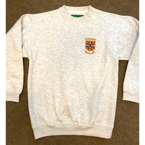 University Of Cambridge Sweatshirt Adult S Embroidered Heathered Terry Pullover - Picture 1 of 9